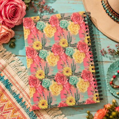 Stay Wild Desert Child Spiral Notebook | Dotted Journal, Floral Cactus Cover