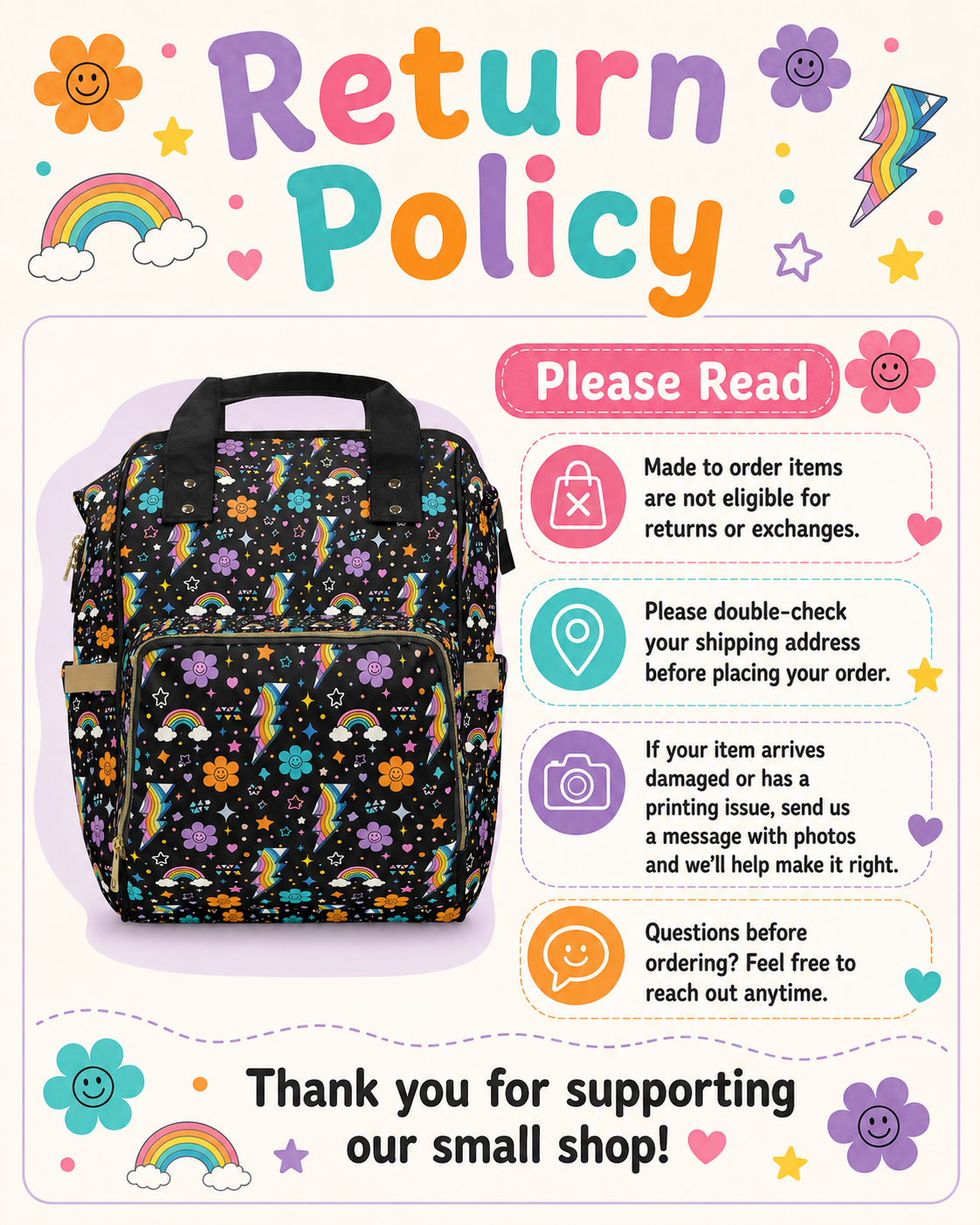 Rainbow Lightning Diaper Backpack | Mayhem Society Baby Bag