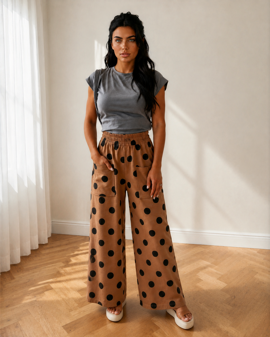 Ivy Polka-Dot Wide-Leg Pants