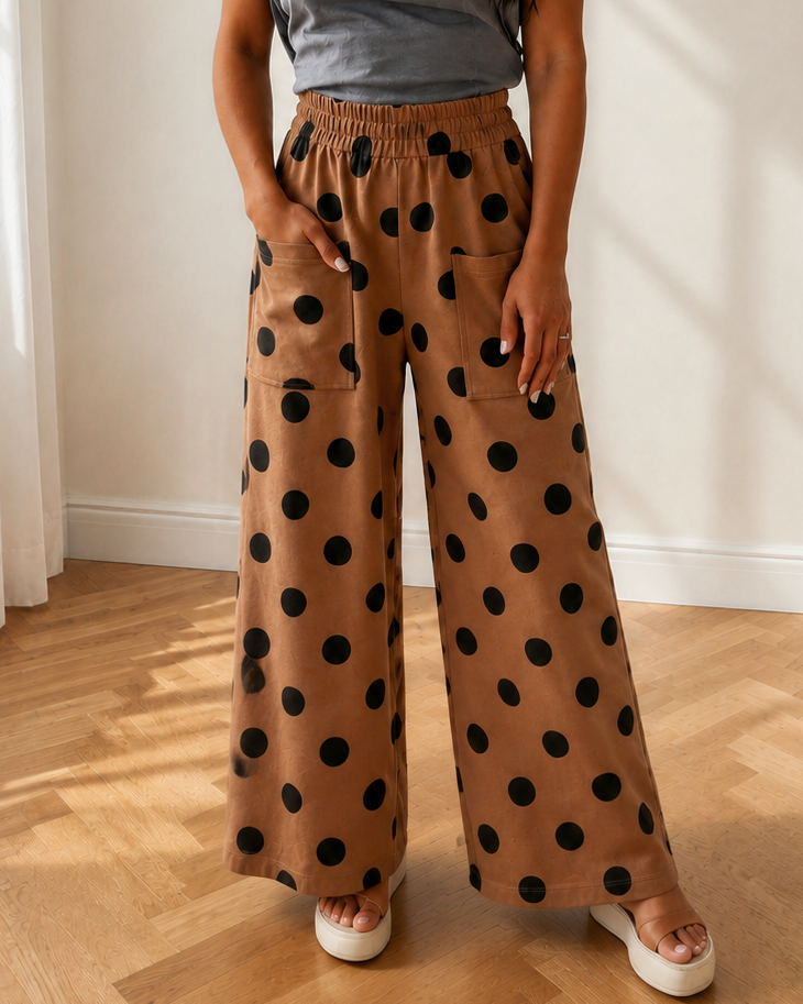 Ivy Polka-Dot Wide-Leg Pants