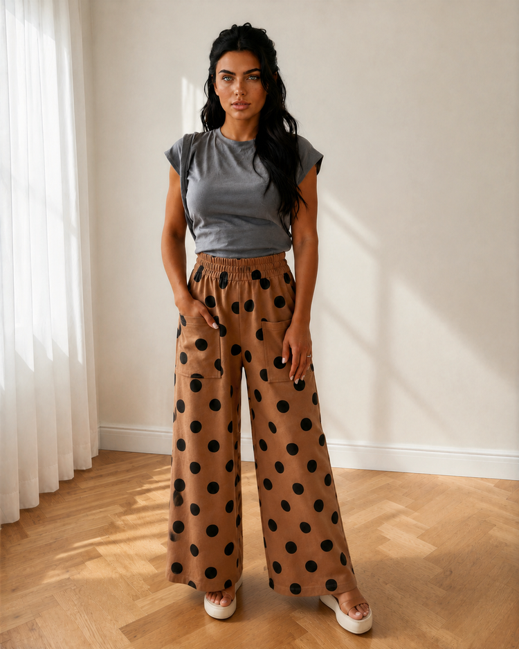 Ivy Polka-Dot Wide-Leg Pants