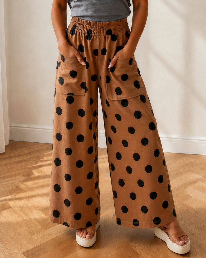 Ivy Polka-Dot Wide-Leg Pants
