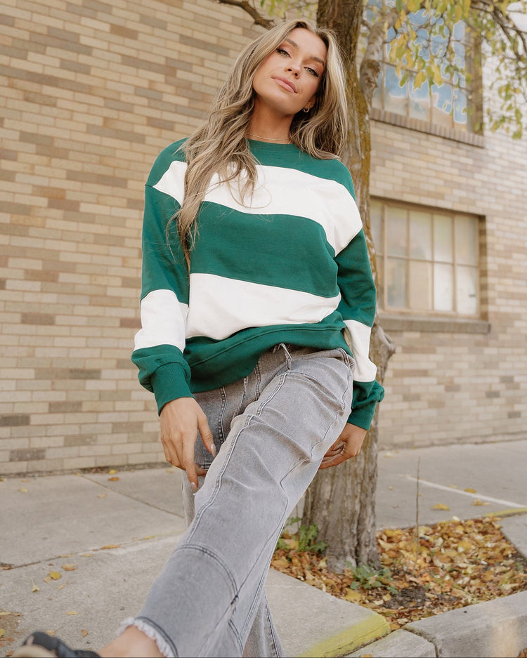 Mia Drop-Shoulder Baggy Sweatshirt | Evergreen