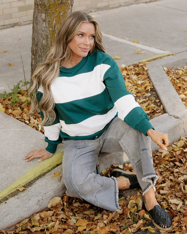 Mia Drop-Shoulder Baggy Sweatshirt | Evergreen