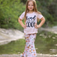Girls Letter Print Top + Floral Pattern Pants