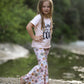 Girls Letter Print Top + Floral Pattern Pants