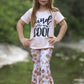 Girls Letter Print Top + Floral Pattern Pants