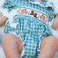 Western Plaid Horse Embroidered Girl Bubble Romper
