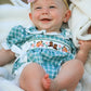 Western Plaid Horse Embroidered Girl Bubble Romper