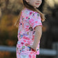 Pink TS Lapel Button Short Sleeve Shorts Pajama Set