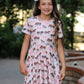 Girls Western Horse Print Twirl Dress Short Sleeve