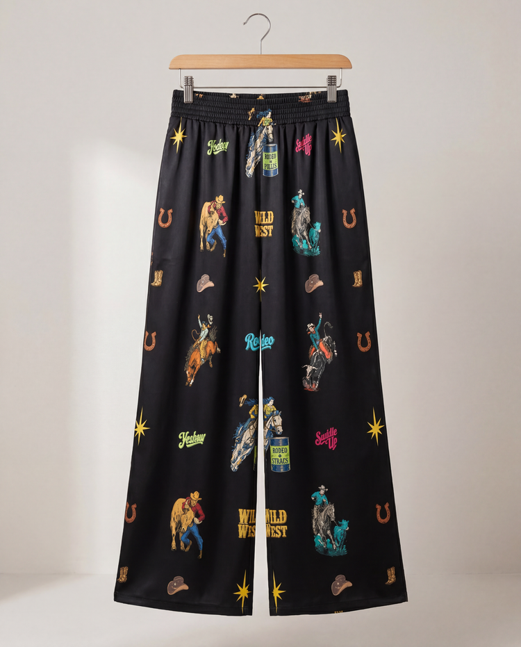 Baha Ranch The Last Roundup Rodeo High Waisted Wide Leg Pants