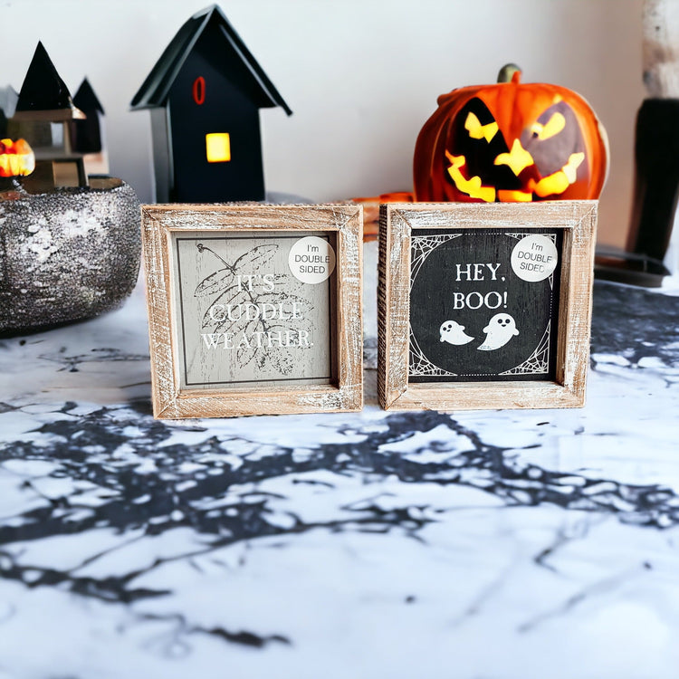 Double-Sided Fall Sign Hey Boo/It's Cuddle Weather Reversible Porch Decor