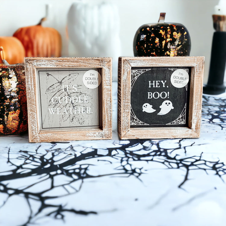 Double-Sided Fall Sign Hey Boo/It's Cuddle Weather Reversible Porch Decor