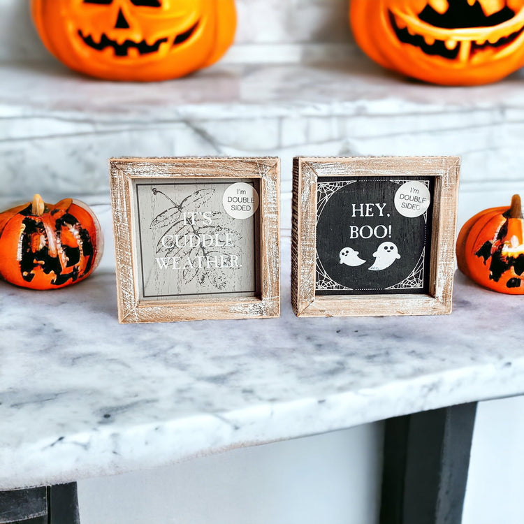 Double-Sided Fall Sign Hey Boo/It's Cuddle Weather Reversible Porch Decor