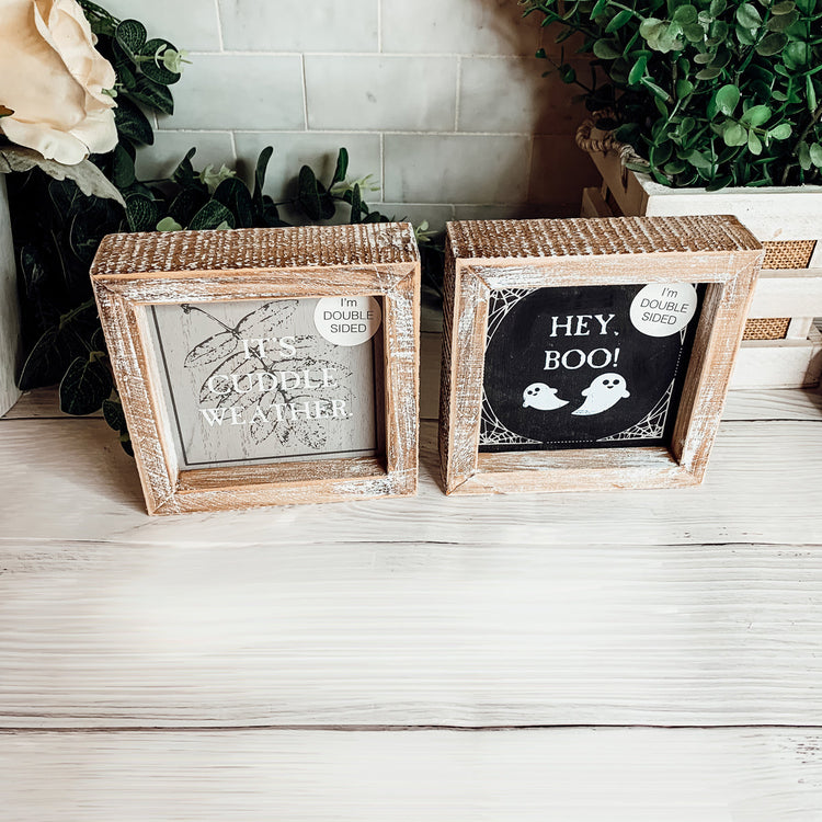 Double-Sided Fall Sign Hey Boo/It's Cuddle Weather Reversible Porch Decor