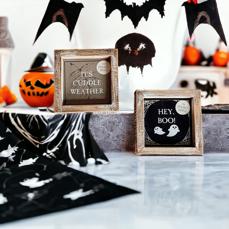 Double-Sided Fall Sign Hey Boo/It's Cuddle Weather Reversible Porch Decor