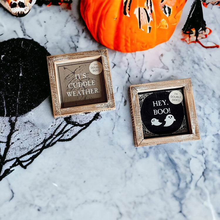 Double-Sided Fall Sign Hey Boo/It's Cuddle Weather Reversible Porch Decor