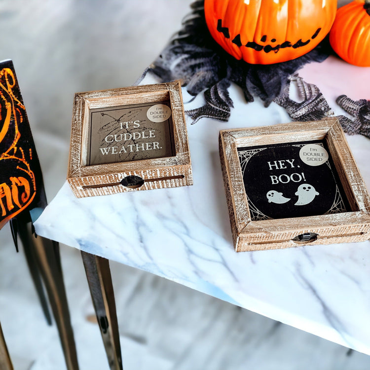 Double-Sided Fall Sign Hey Boo/It's Cuddle Weather Reversible Porch Decor
