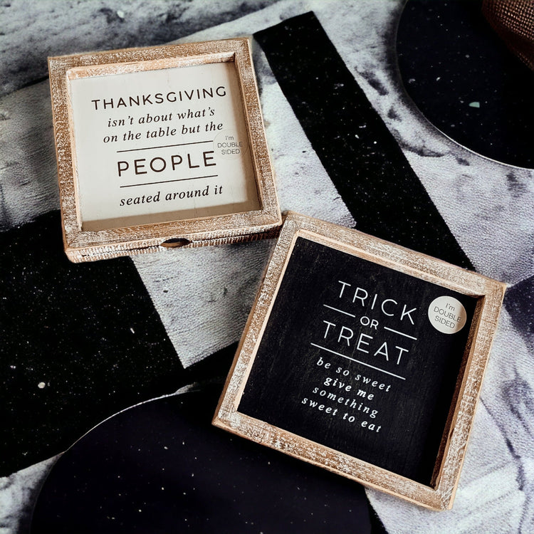 Double-Sided Halloween To Thanksgiving Reversible Porch Sign 2-in-1 Fall Decor