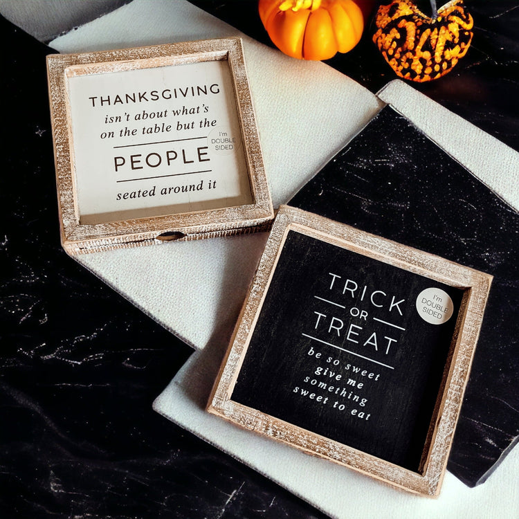 Double-Sided Halloween To Thanksgiving Reversible Porch Sign 2-in-1 Fall Decor