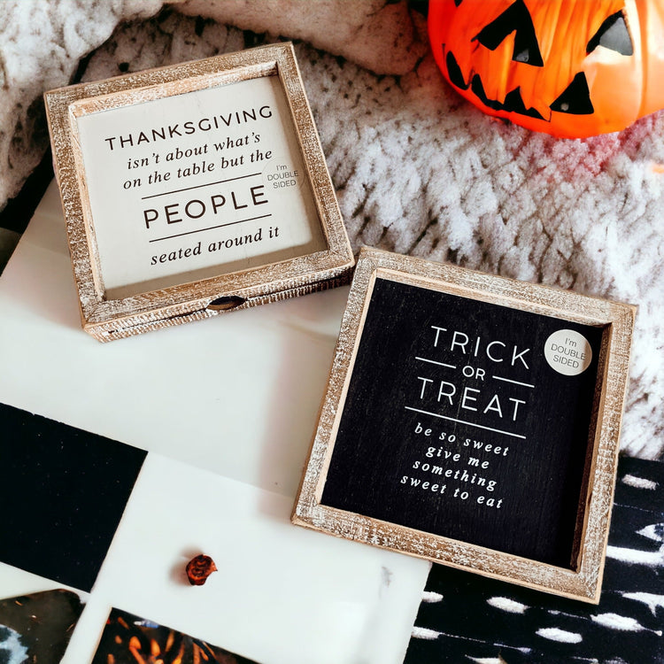 Double-Sided Halloween To Thanksgiving Reversible Porch Sign 2-in-1 Fall Decor
