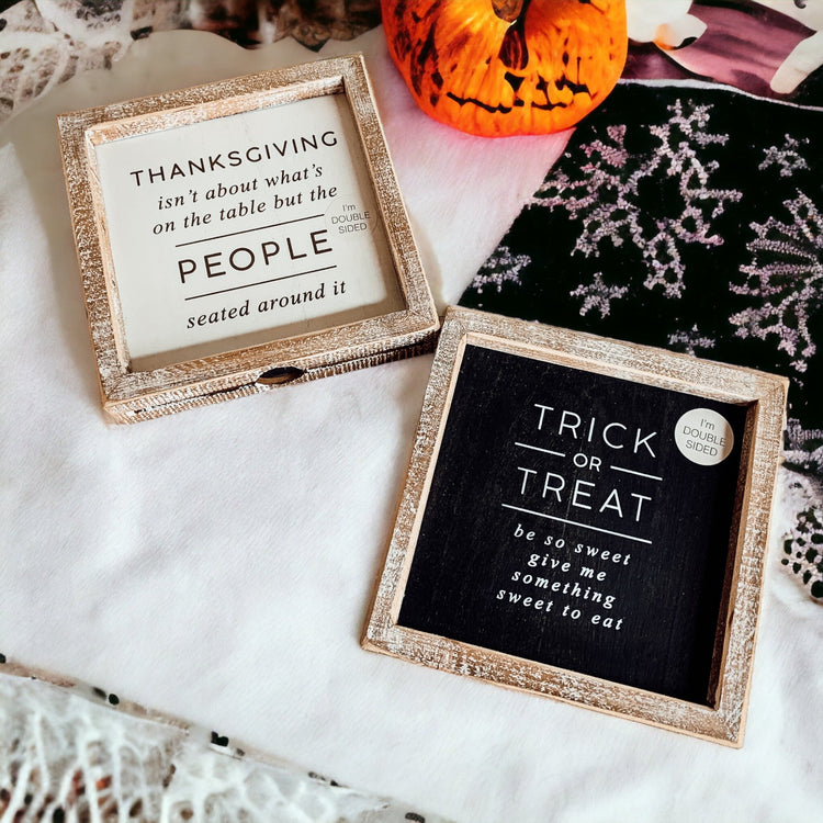 Double-Sided Halloween To Thanksgiving Reversible Porch Sign 2-in-1 Fall Decor