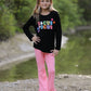 Halloween Black Top + Pink Bell Bottoms