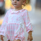 Fall Pink Plaid Ruffle Ballet Shoe Embroidery Long Sleeve Romper