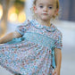 Sage Green Floral Smocked Girl Bloomer Set