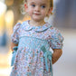 Sage Green Floral Smocked Girl Bloomer Set
