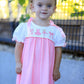 Fall Pink Ballet Embroidery Bow Polka Dot Dress
