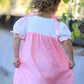 Fall Pink Ballet Embroidery Bow Polka Dot Dress