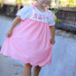 Fall Pink Ballet Embroidery Bow Polka Dot Dress