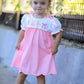 Fall Pink Ballet Embroidery Bow Polka Dot Dress