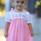 Fall Pink Ballet Embroidery Bow Polka Dot Dress