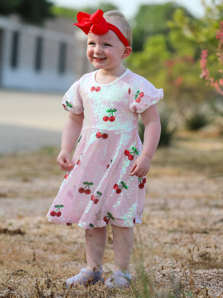 Sweet Cherry Sequins Cute Dress