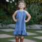 Girls Denim Ruffle Trim A-Line Dress