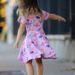Dinosaur Heart Twirl Girls Dress Short Sleeves