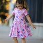 Dinosaur Heart Twirl Girls Dress Short Sleeves