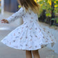 Fall Plaid Dog Print Girls Long Sleeve Twirl Dress