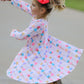 Fall Colorful Ballet Character Girls Long Sleeve Twirl Dress