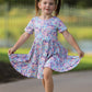 Unicorn Floral Print Girls Short Sleeve Twirl Dress