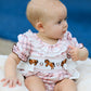 Western Horse Embroidered Smocked Plaid Baby Girl Romper