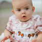 Western Horse Embroidered Smocked Plaid Baby Girl Romper