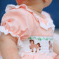 Western Horse Embroidery Girls Romper Lace Petals Collar Puff Sleeve
