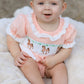 Western Horse Embroidery Girls Romper Lace Petals Collar Puff Sleeve