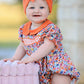 Fall Floral Smocked Petals Collar Girls Bubble Romper