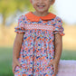 Fall Floral Smocked Petals Collar Girls Dress