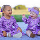 Fall Lavender Floral Print Girls Long Sleeve Romper